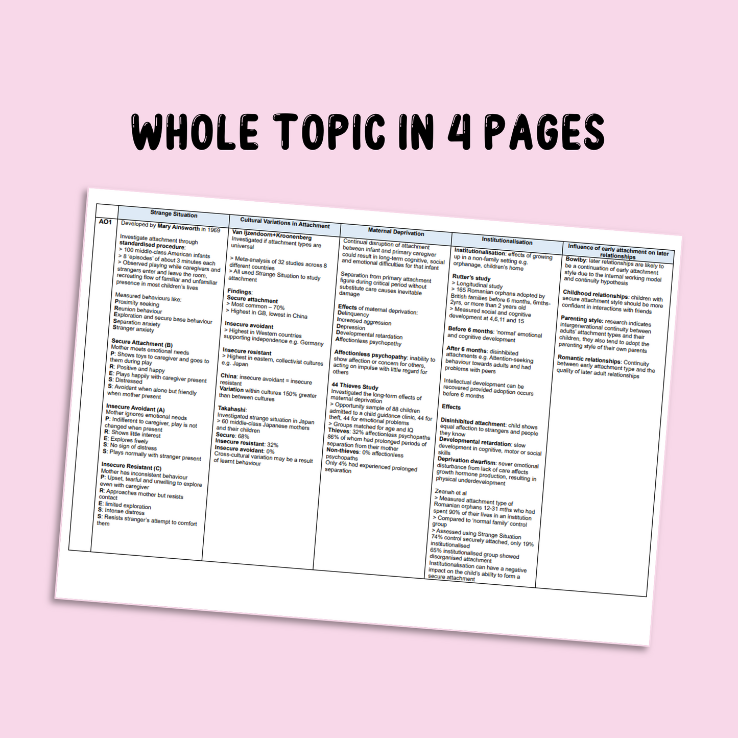 Attachment Knowledge Organiser