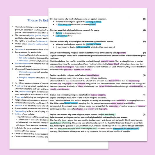 GCSE Religious Studies Theme D: Religion, Peace and Conflict