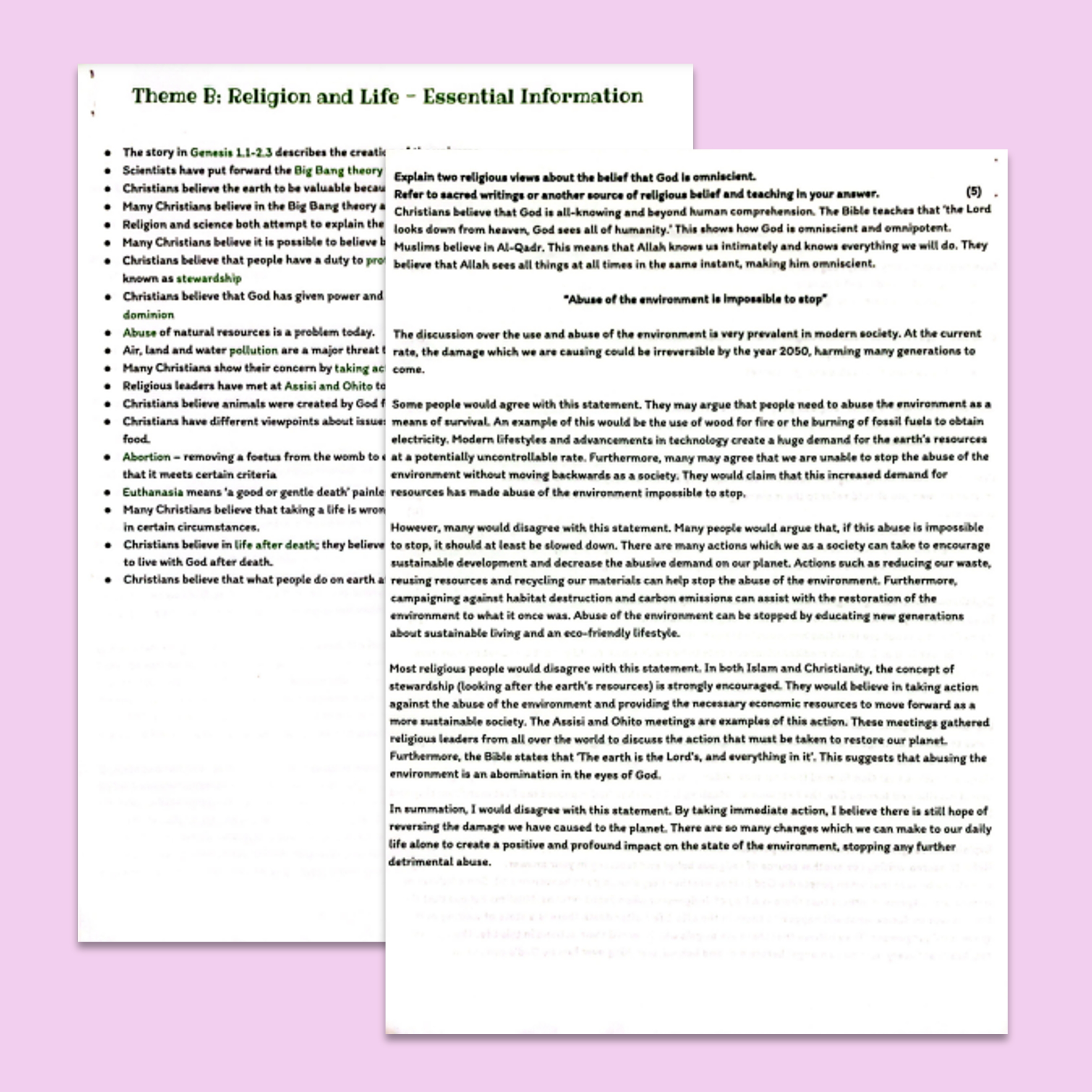 GCSE Religious Studies Theme B: Religion And Life – Gcseobjectives