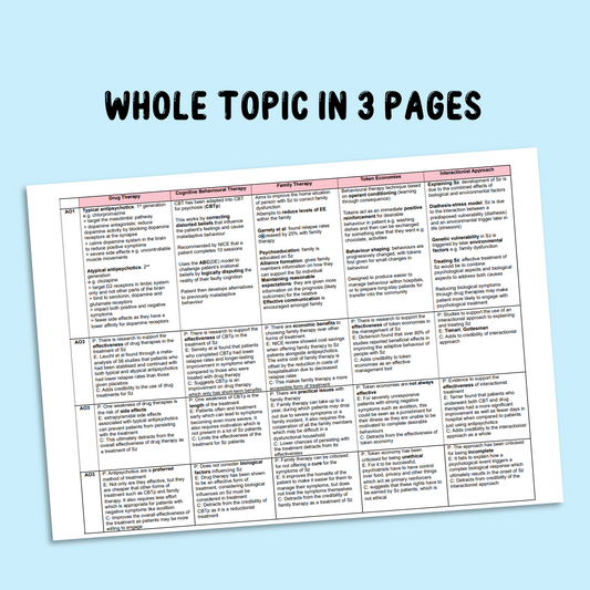 Schizophrenia Knowledge Organiser